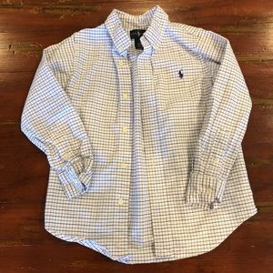 Ralph Lauren Button up, size 5, blue white, EUC!
